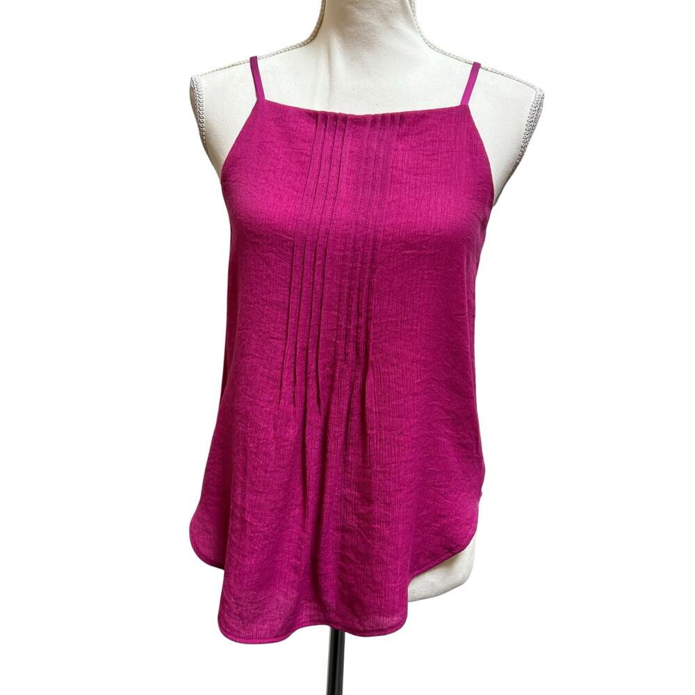 NWT Joie XS Bright Pink Cami Tank Top Sleeveless Pleated Design